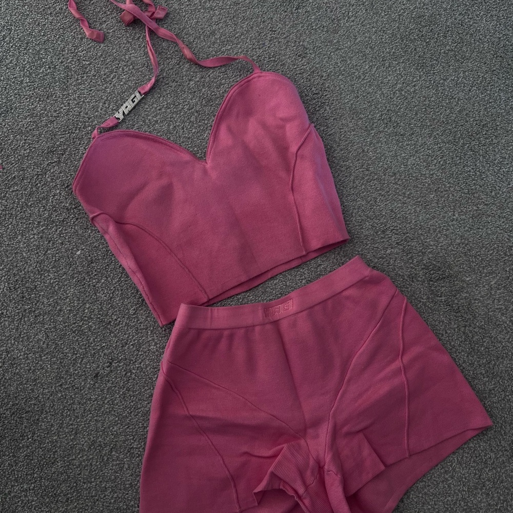 Elegant Pink Women's Two-Piece Set